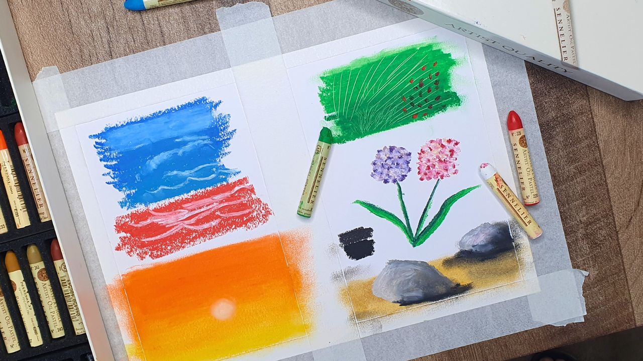 Exercices facile pour apprendre la peinture aux pastels gras accessible aux débutant par Jérôme Vasseur