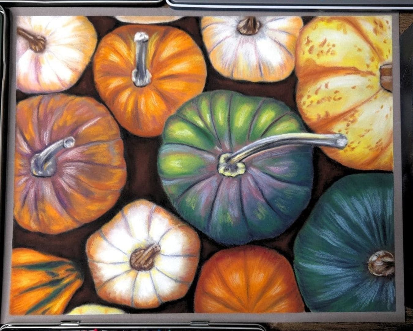 Design sans titre - 2026-08-25T112757.600 (1) peinture au pastel sec de courge et de citrouilles par Céline Vasseur