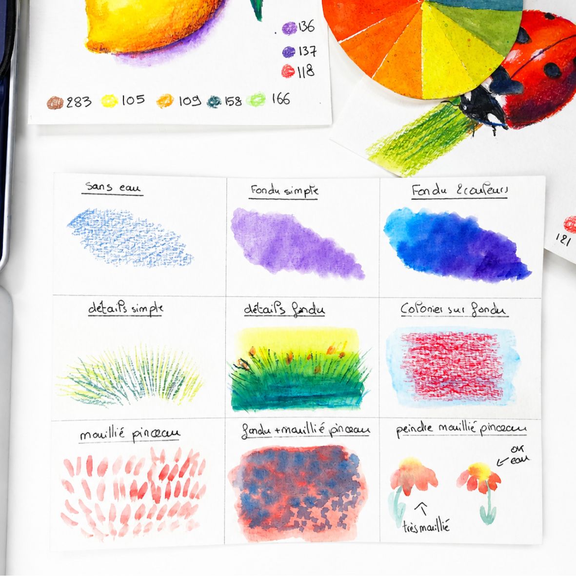 9 exercices pour apprendre le crayon aquarelle facilement même quand on début