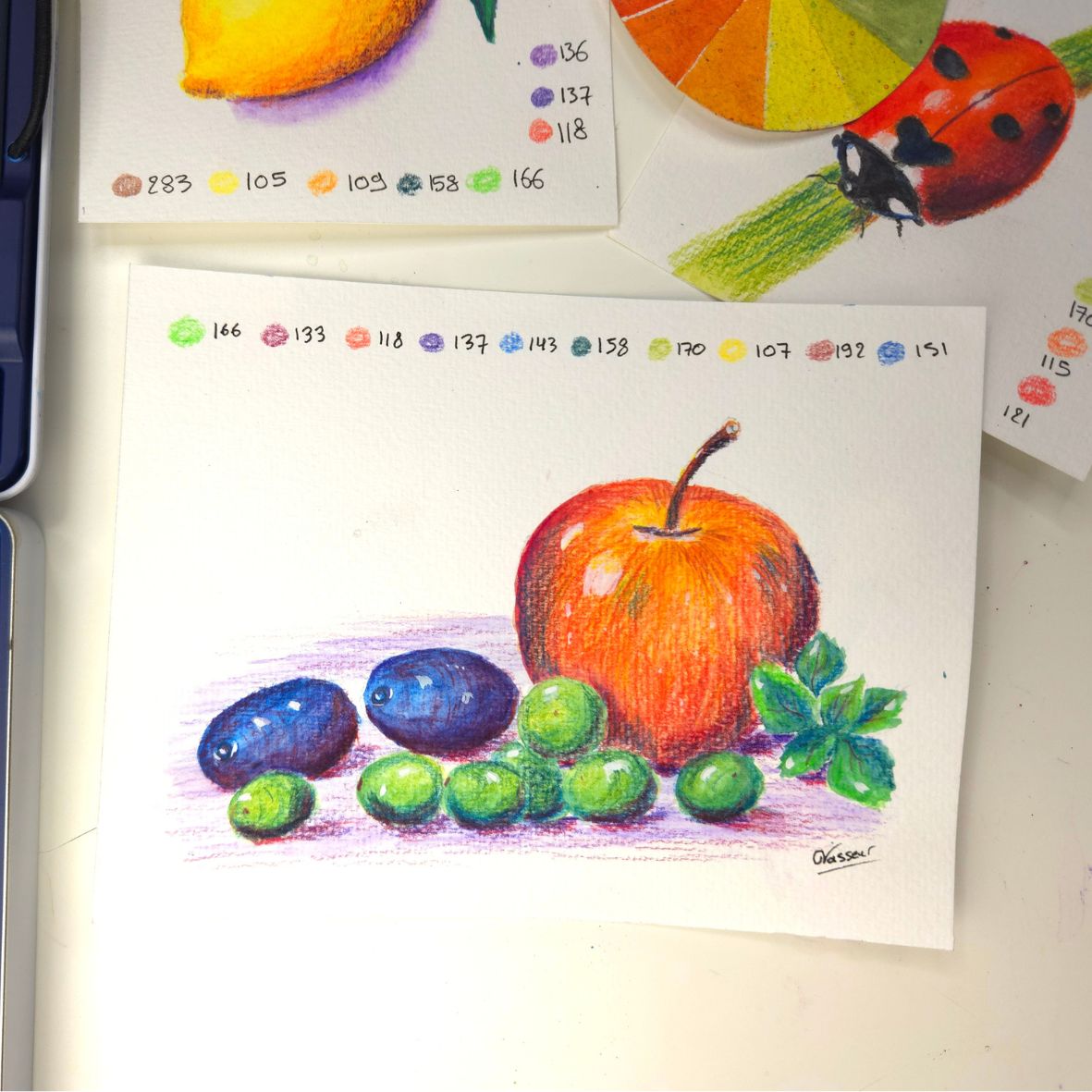 nature morte aux crayon aquarellables pour débutant